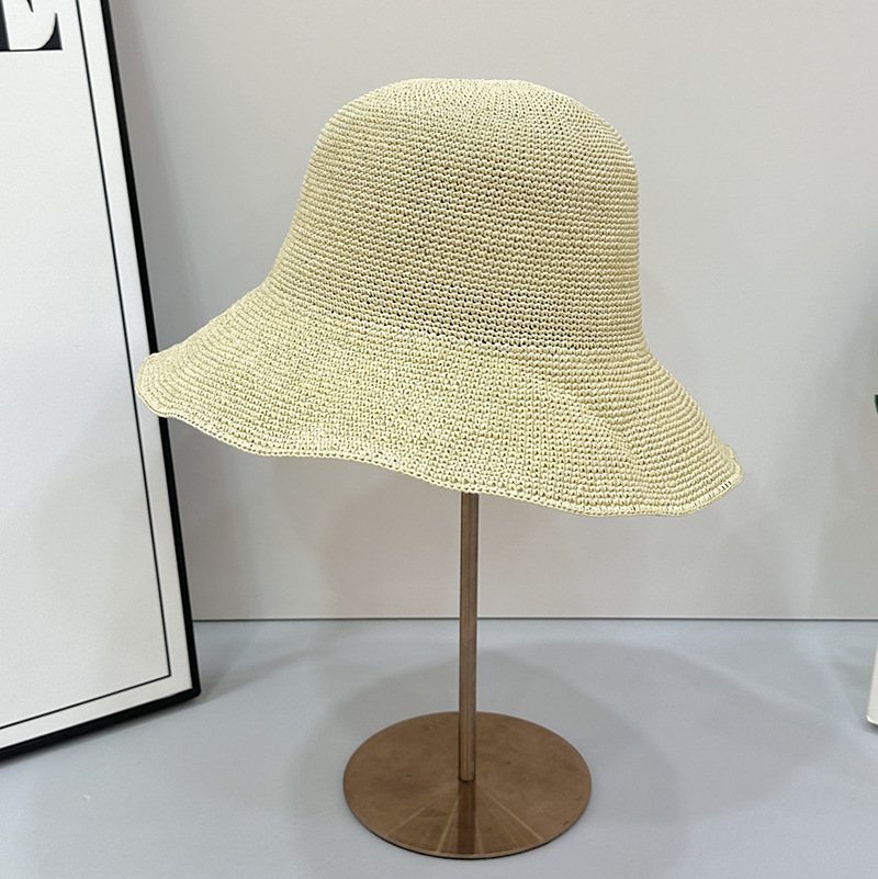 Picture of Soft and Comfortable Summer Breathable Big Brim Straw Hat Women's Sunshade Sunscreen Hand-woven Fashion Showing Face Small Fisherman Hat