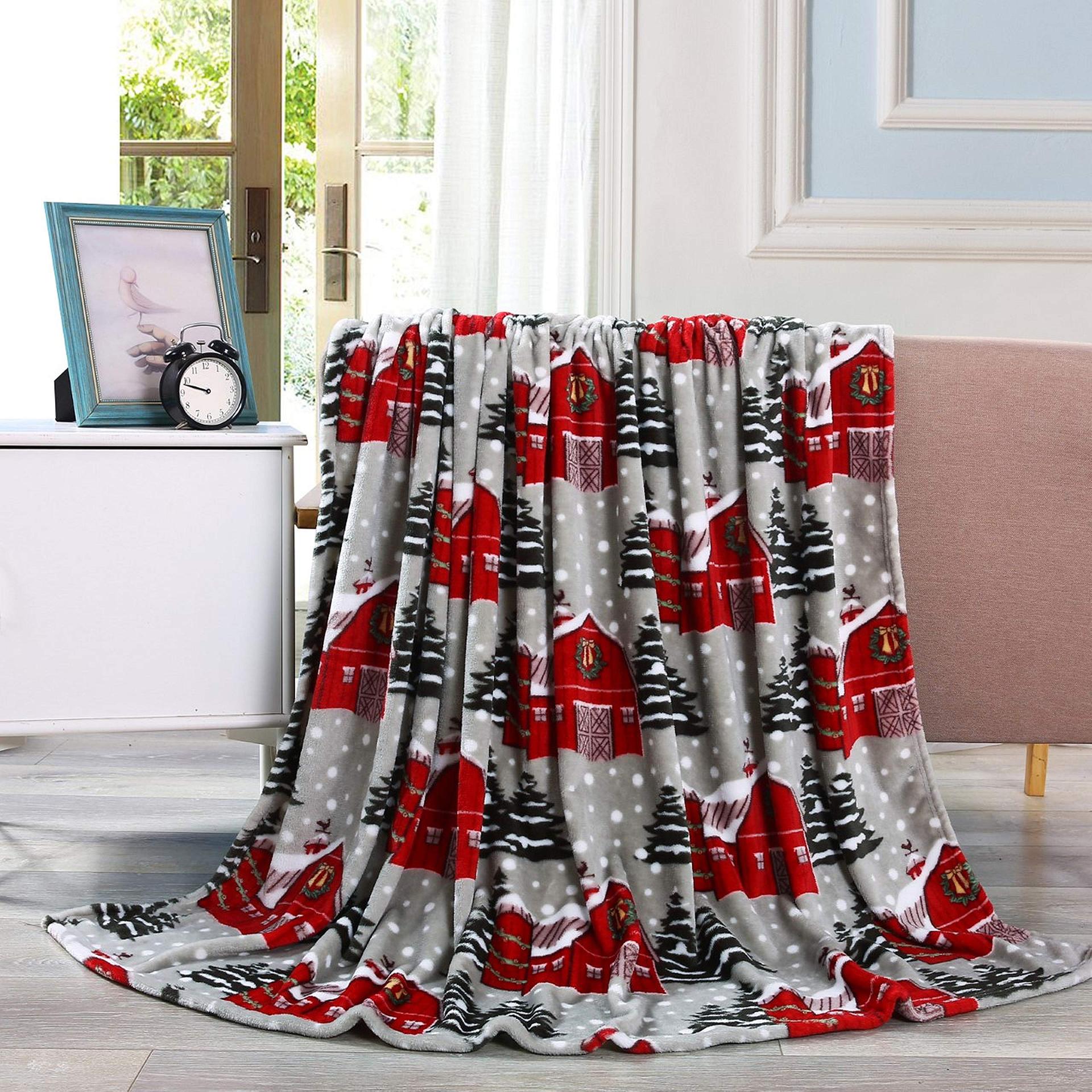 Picture of Christmas atmosphere winter snowman blanket soft and comfortable flannel warm home essential blanket holiday gift