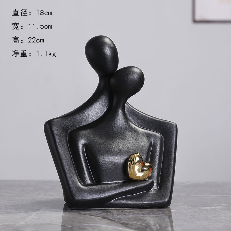 Picture of High-End Creative Gift Box Packaging, Happy Lovers Ornaments, Wedding Celebration, Newlyweds, Birthday Gifts for Couples, White Porcelain Craftsmanship