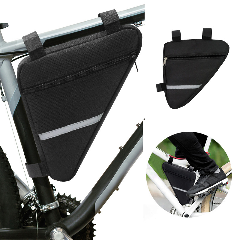 Multifunctional Large-Capacity Mountain Bike Bag Triangle Bag Tool Hard Shell Large Water Cup Storage Reflective Strip Waterproof Bag
