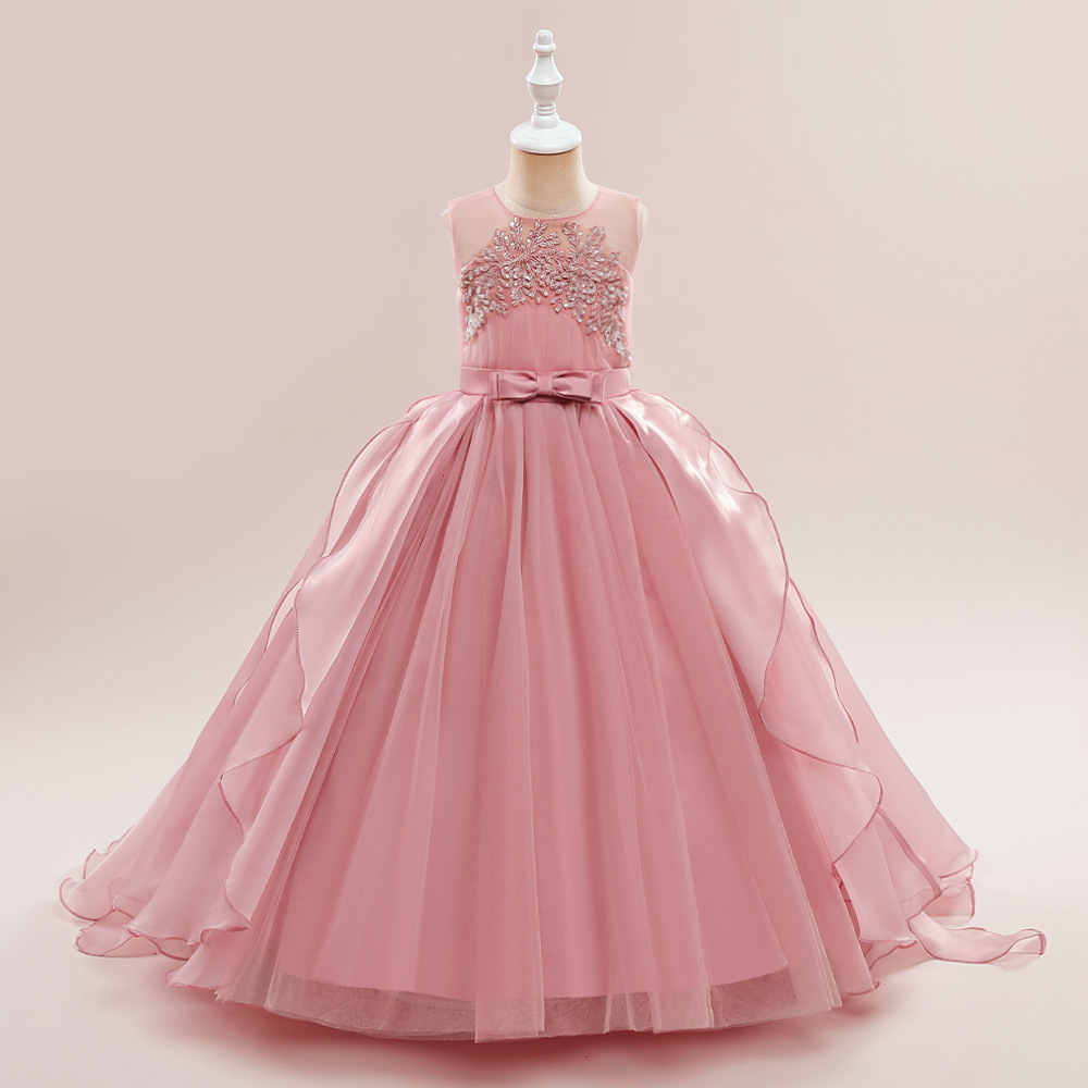 Picture of Children's Western-style Princess Dress Poncho Girl's Show Evening Dress Trailing Girl's Host Piano Performance Dress
