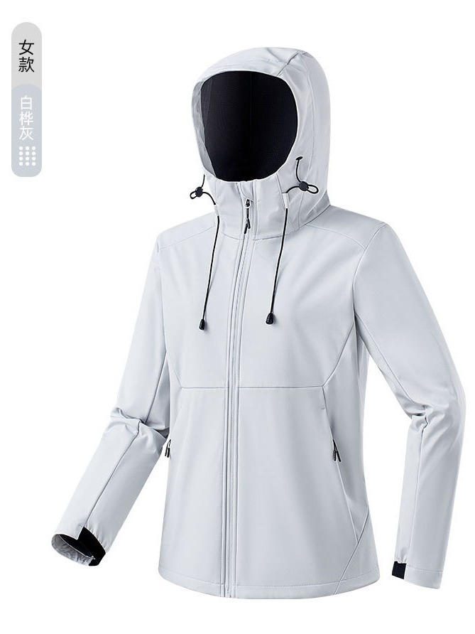[7A Antibacterial] Outdoor Waffled Fleece Soft Shell Jacket Mountaineering Travel Leisure Jacket Three-proof Hooded Rush Jacket
