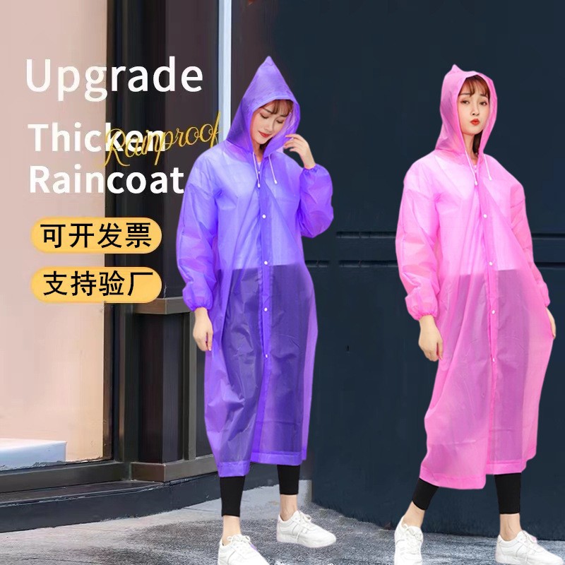 EVA raincoat wholesale price non-disposable portable adult full-body transparent outdoor hiking poncho raincoat
