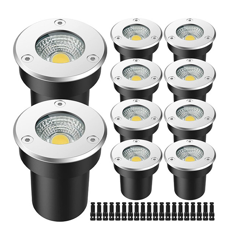 3W Watt buried light 5w6w round buried light COB304 stainless steel surface 65mm landscape light garden light low voltage 12
