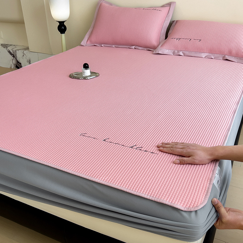 Picture of Category a Maternal and Infant Grade Waffle Ice Bean Mat Three-Piece Set Classy Ice Silk Mat Fitted Sheet Summer Air-Conditioned Soft Mat