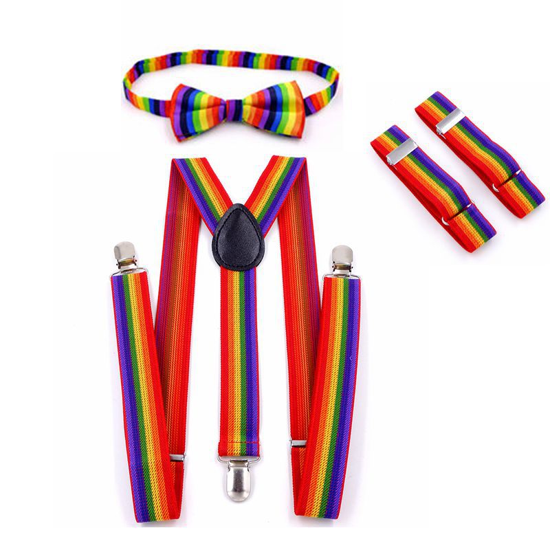 Printed Trendy Strap Adult Men's Strap Pants Strap Hotel Professional Strap Bow Tie Rainbow Cuff