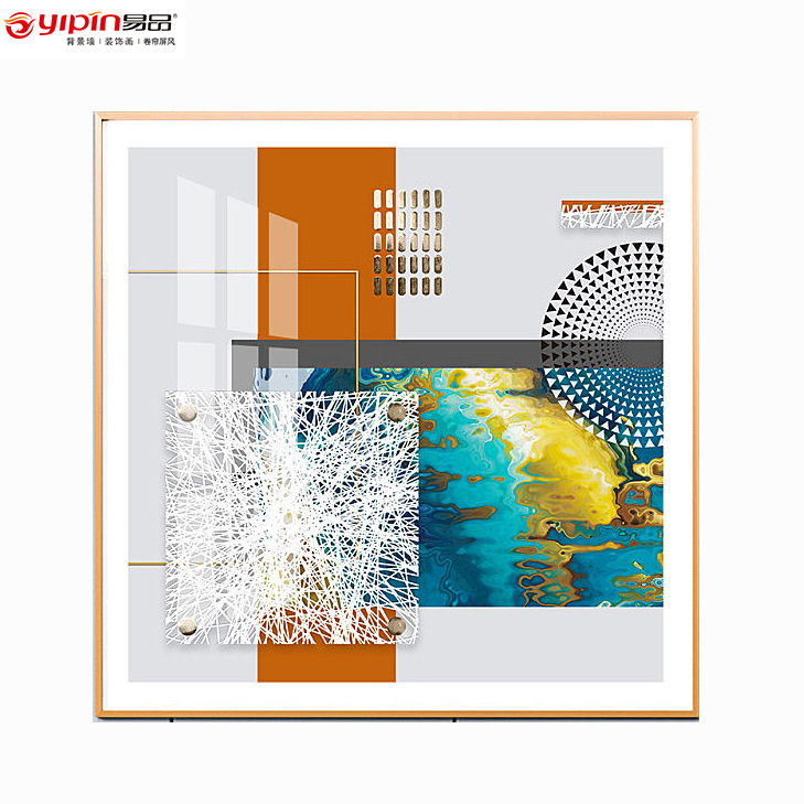 Picture of Light Luxury Abstract Hanging Painting Creative Foil Gold Living Room Restaurant Entrance Art Geometric Color Block Graphic Decorative Painting Wholesale