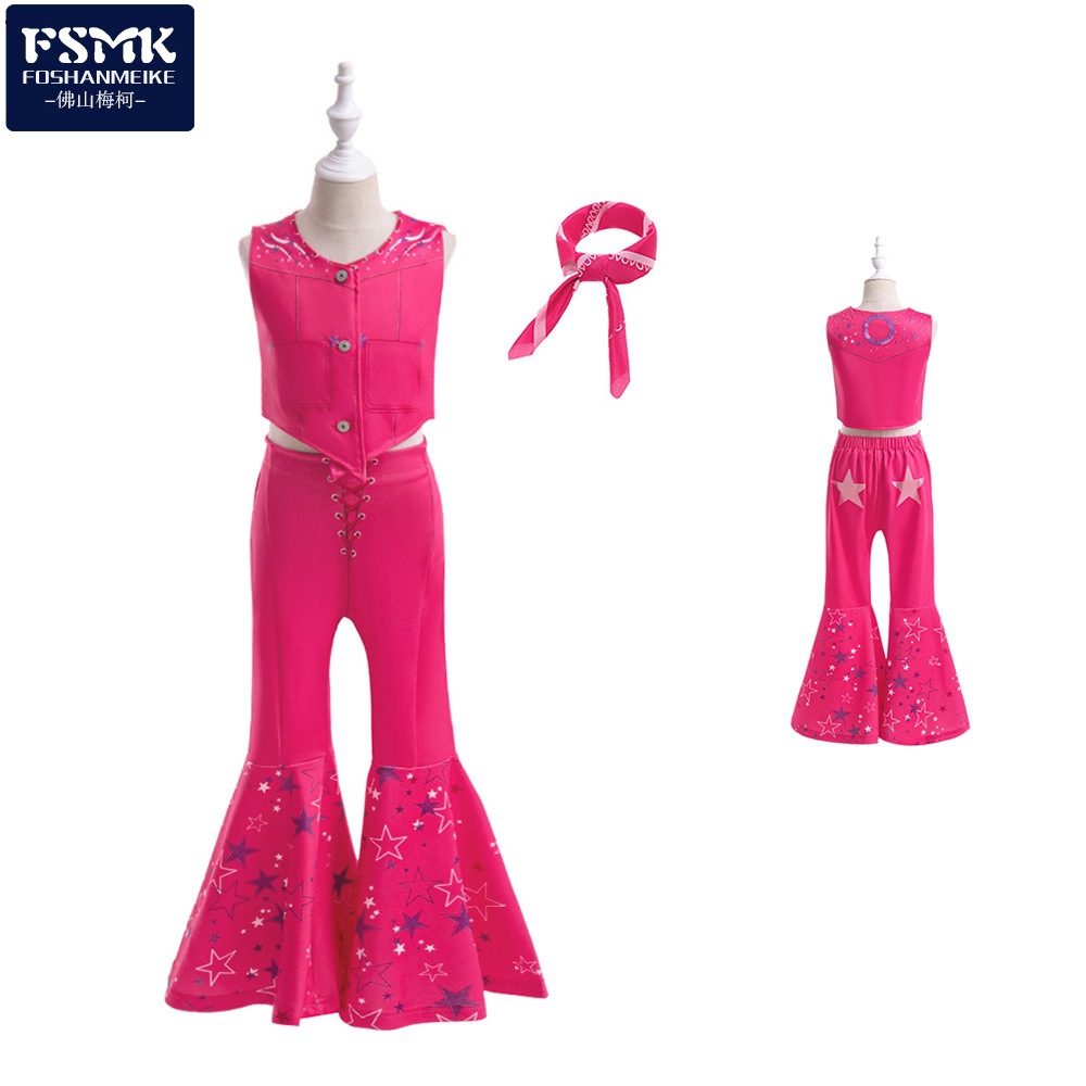 European and American New in stock cosplay Real Barbie Same Sweet Girl Two-Piece Sleeveless Printed Performance Suit