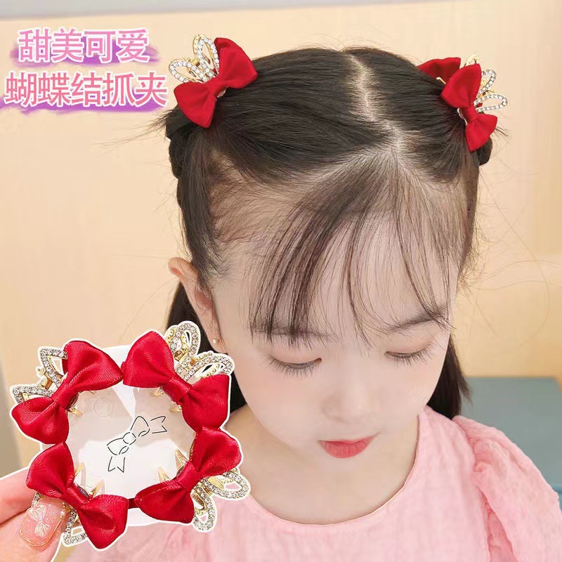 Picture of Children's Bunny Ear Bow Hair Clip Girl Hairpin Girl's Clip Hair Accessory Baby Hair Accessory Hairpin Pearl Rhinestone