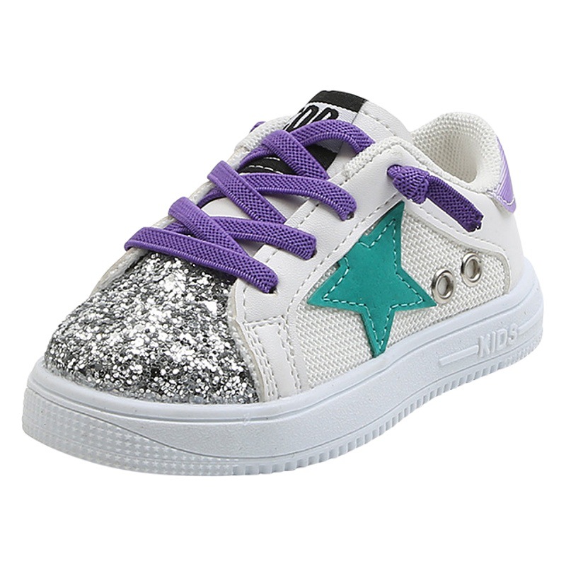 A generation of girls casual shoes spring and autumn new fashion sequined soft bottom board shoes baby shoes girls sneaker