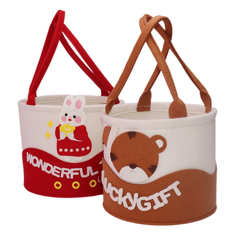 Felt Souvenir Felt Bag Hot Line Cartoon Gift Bucket Bag First Birthday Gift Bag Felt Vegetable Basket Bag