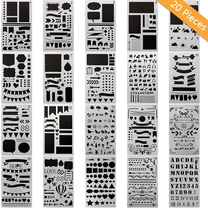 Factory direct Amazon DIY bullet hand account template hollow plastic painting diary template copy graffiti