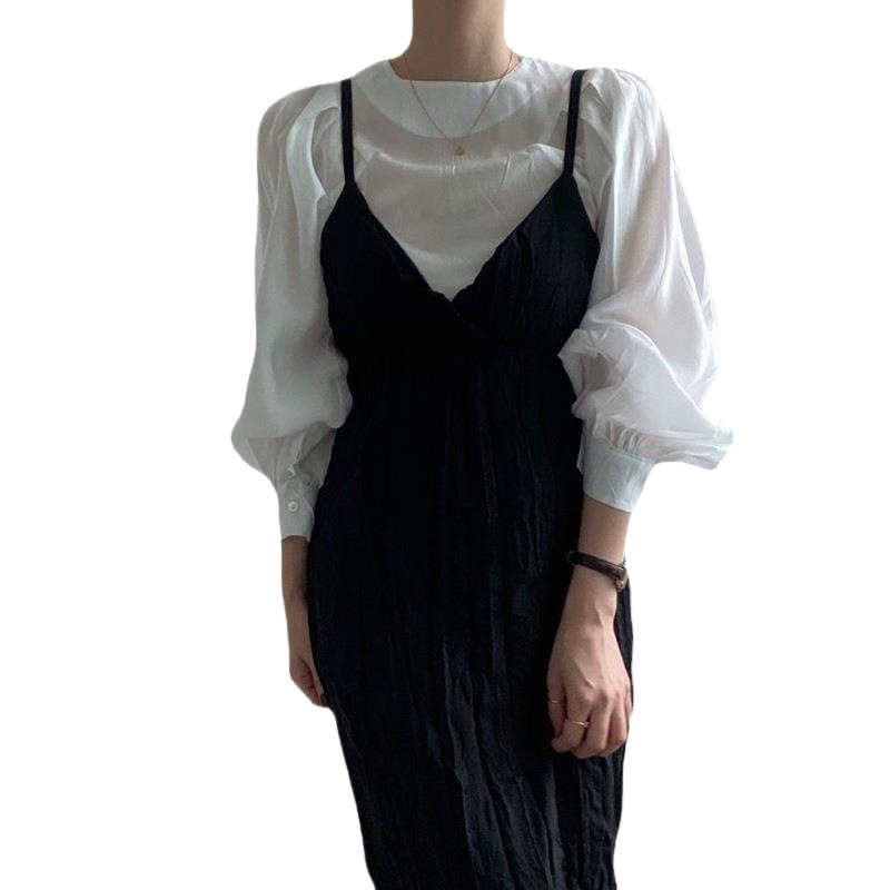 Picture of South Korea Chic French Style Simple Round Neck Puff Sleeve Shirt Women's Elegant All-match Shirt Women's Casual High-end Sense