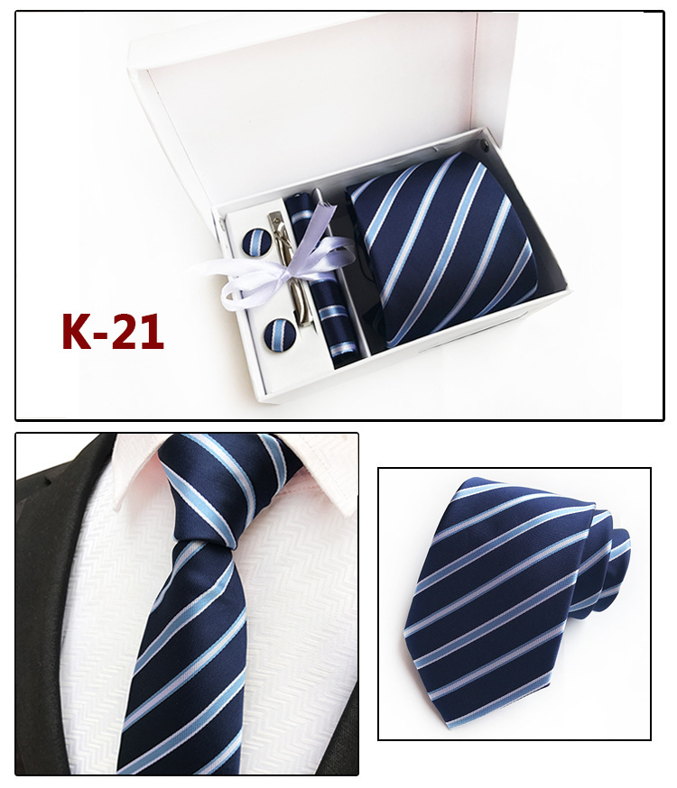 Picture of Manufacturers wholesale men's tie in stock gift box 6 pieces suit group tie business formal tie