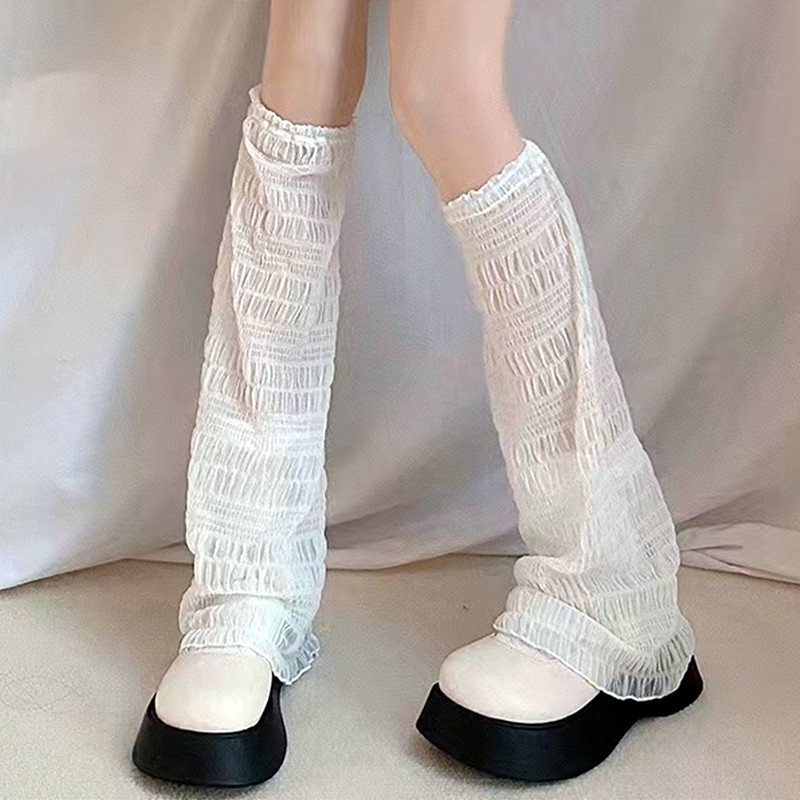 Spring and Summer Sunscreen Wide Leg Socks Long Barrel Leg Cover Thick Black Hot Girls Japanese Style Horn Leg Cover Middle Barrel jk Cuff Socks
