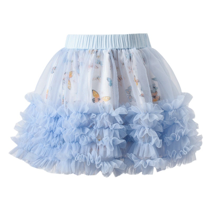 Girls' Skirt Stylish Princess Mesh Korean Printed Cotton Children's Skirt Fashion All-match Skirt for Four Seasons