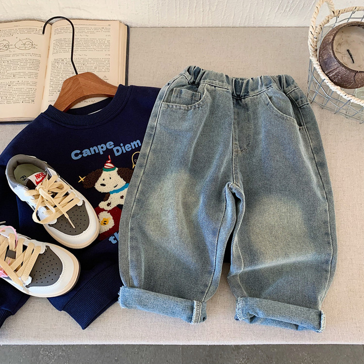Picture of Children's Jeans 2025 New Autumn Style Boys' Long Pants with Embroidery, Loose and Fashionable Boys' Pants