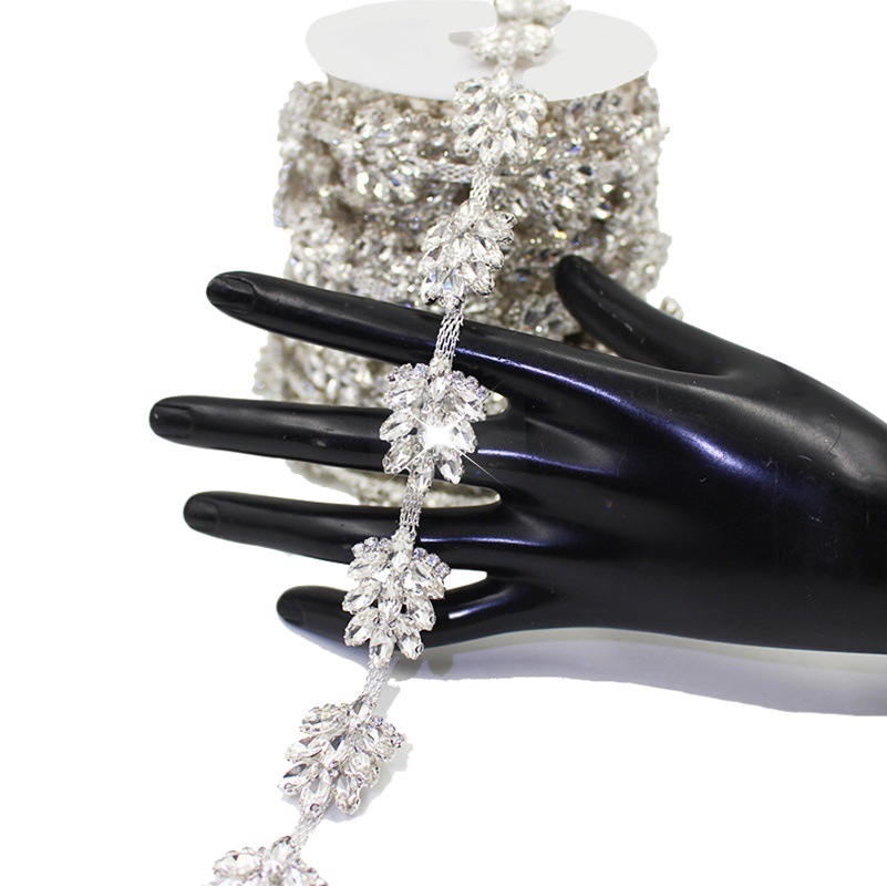 fancy crystal leaves diamond chain stage costume accessories code chain wedding dress claw chain luggage decoration accessories