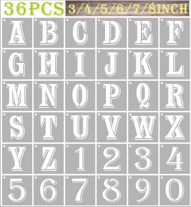 Picture of Cross-border 36-piece shadow word English letters and numbers inkjet template letters and numbers hollow wall painting paint Template