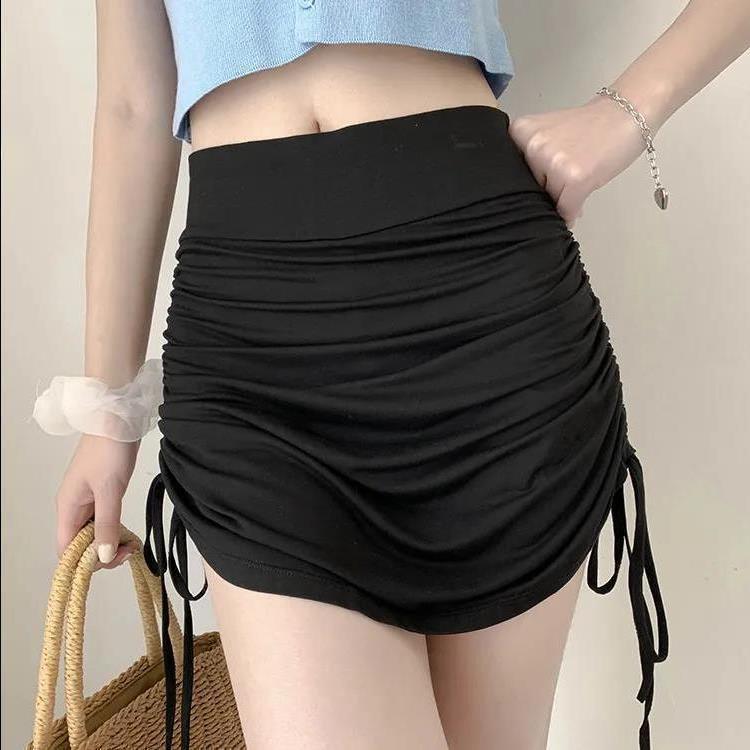 High-Waisted Drawstring Skirt for Women, Summer Thin Casual Hip-Hugging Skirt Pants, Loose Slimming Short Skirt, Pure Lusty Yoga Pants Trend