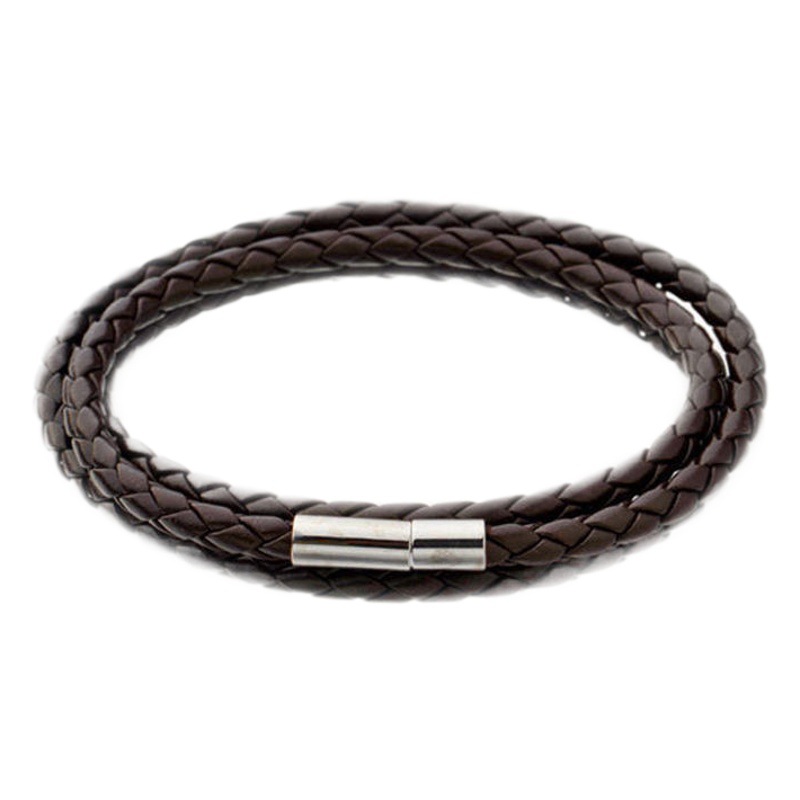 European and American foreign trade leather rope bracelet simple multi-layer winding plug buckle woven leather rope bracelet wholesale