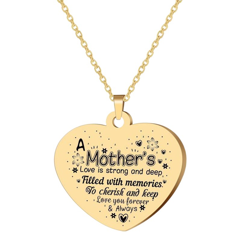 Picture of 2025 Cross-Border Keychain Large Heart Shaped Stainless Steel Pendant Necklace Mother's Day Gift Engravable Gift Wholesale