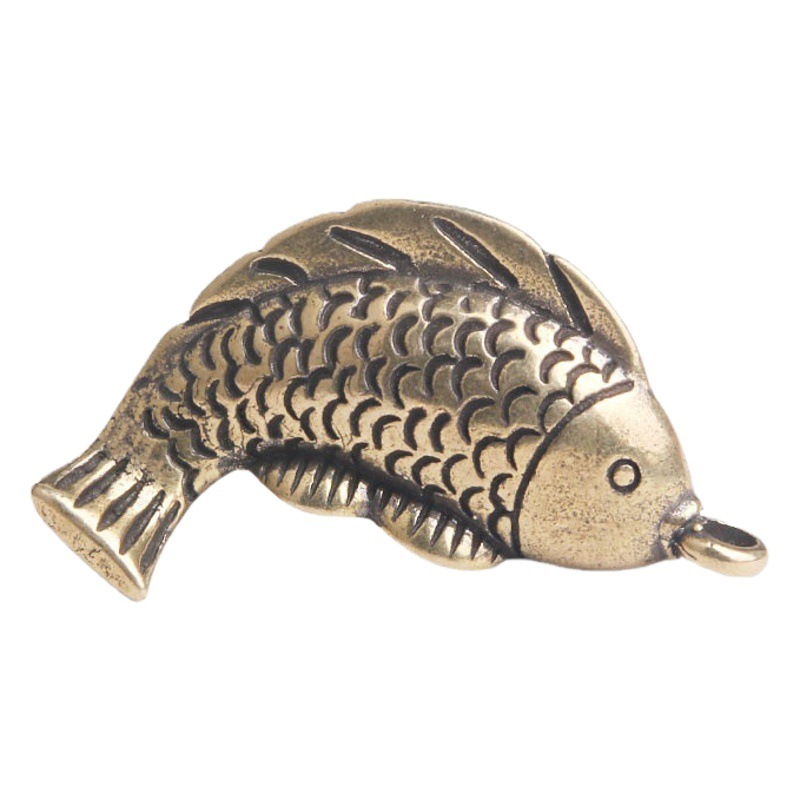 Brass old rich koi key chain pendant annual carp Nafu pendant stall small copper wholesale
