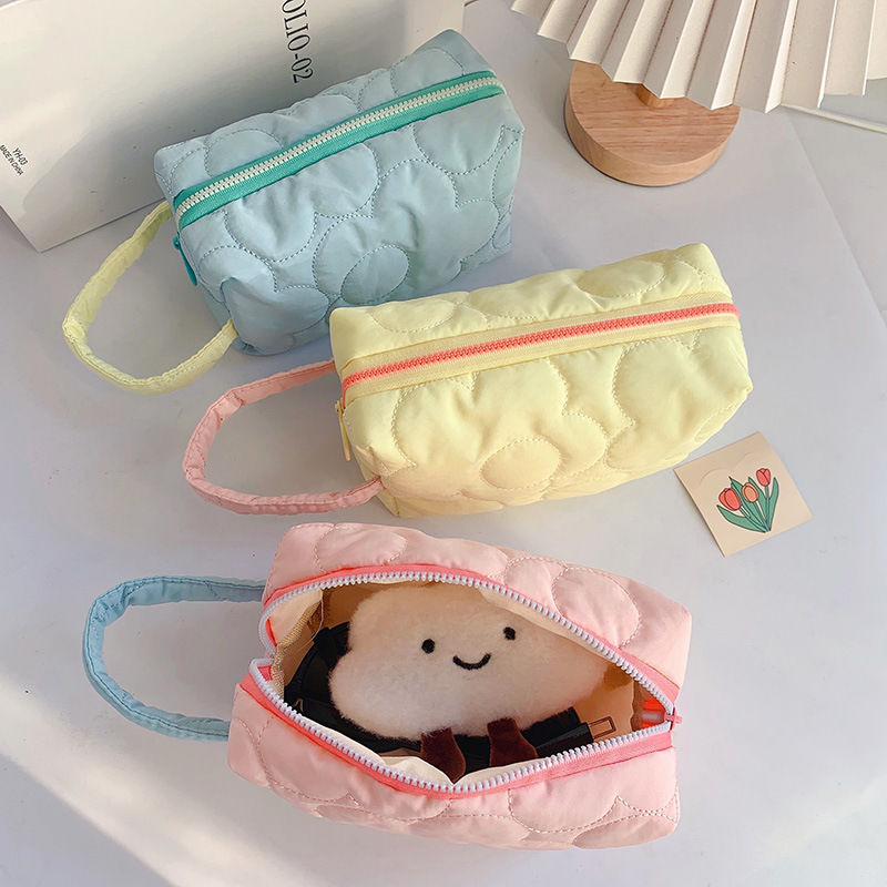 ins Macaroon Handbag Portable Sweet Soft Waxy Cosmetic Bag Travel Lipstick Storage Box Wash Bag for Women