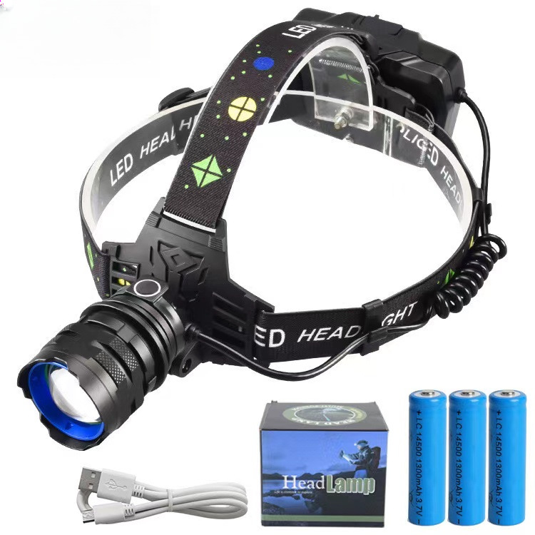 New product strong light induction headlight outdoor bright USB charging camping night fishing headlight white laser output headlight