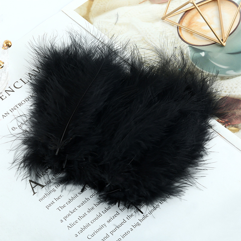 Picture of Feather decoration color turkey feather pointed tail velvet dream catcher net material wave ball gift box filler shooting props