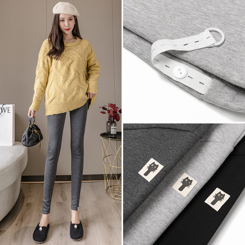 in stock Foreign Trade Pregnant Women's Leggings Adjustable Belly Pants High Waist Belly Pants Kitten Pregnant Women's Pants Leggings Cropped Pants