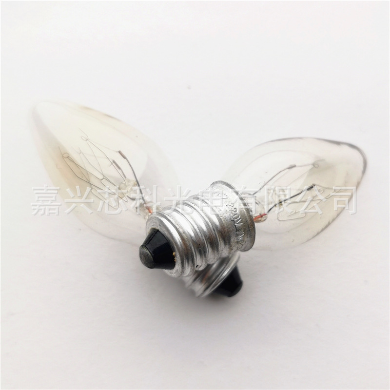 Picture of E14 bulb 220V10W C7 pointed bulb E14 small screw salt lamp incense lamp night lamp incandescent tungsten lamp