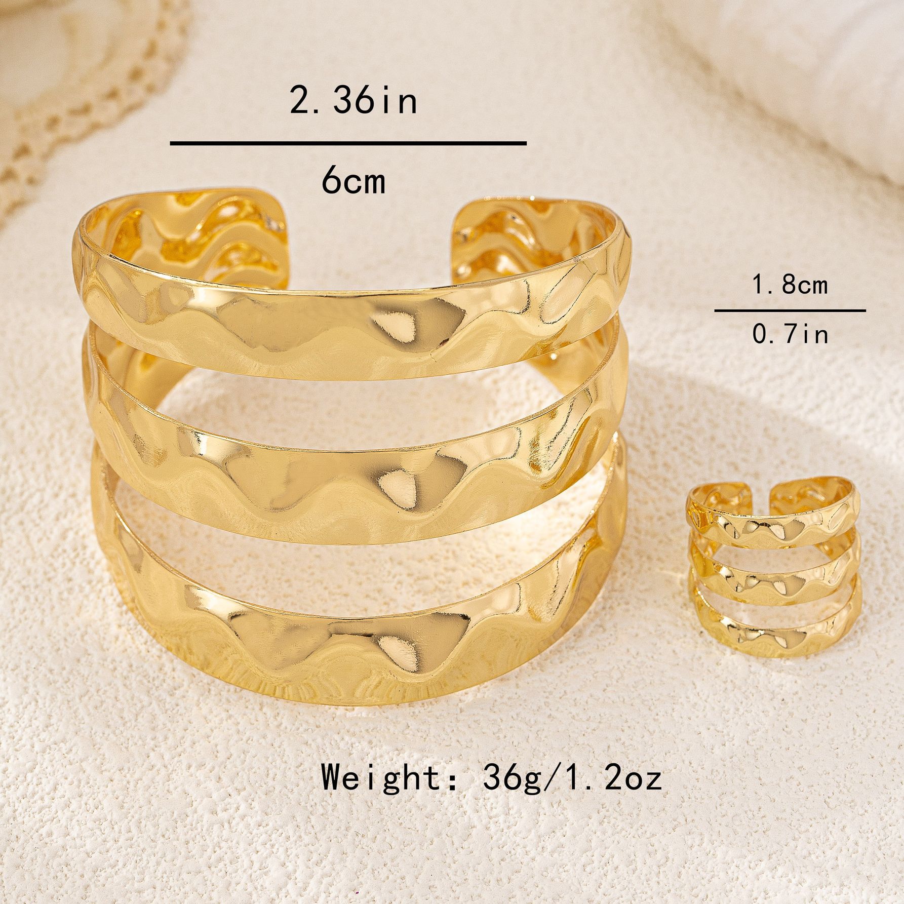 Picture of Cross-border Hot Selling Personality Fashion Exaggerated Hammer Line Bracelet Ring suit Suitable for Women's Party Wear