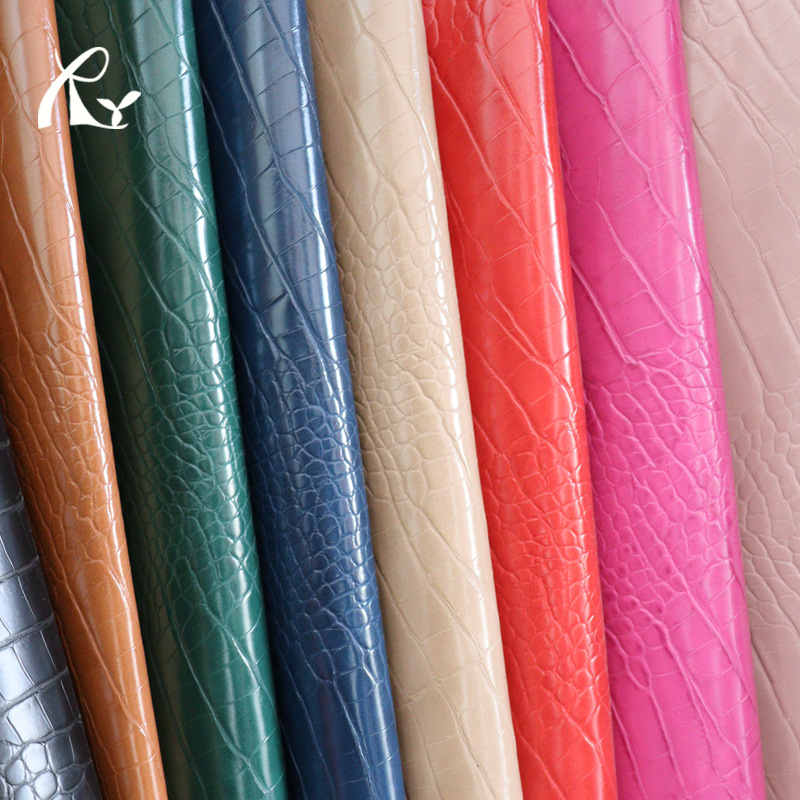 In-Stock Leather Materials for Bags and Shoes: 0.9mm Glossy Crocodile Pattern, Bamboo Pattern, Stone Pattern Pu Leather, Artificial Leather, Hot-Selling for Foreign Trade