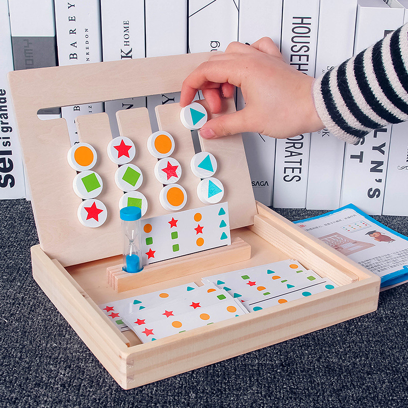Parent-child interactive desktop four-color game children's puzzle Montessori Early Education Intelligence development logical thinking training toys