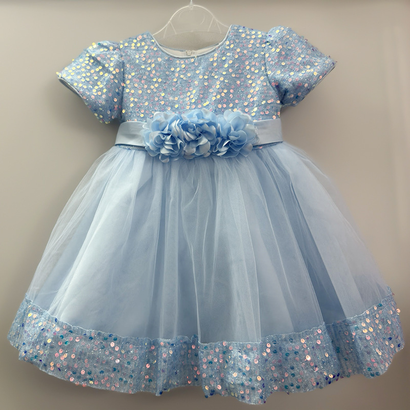 Picture of One-year-old dress baby girl children's dress Princess dress flower girl wedding dress puffy skirt Europe and the United States foreign trade wholesale cake skirt