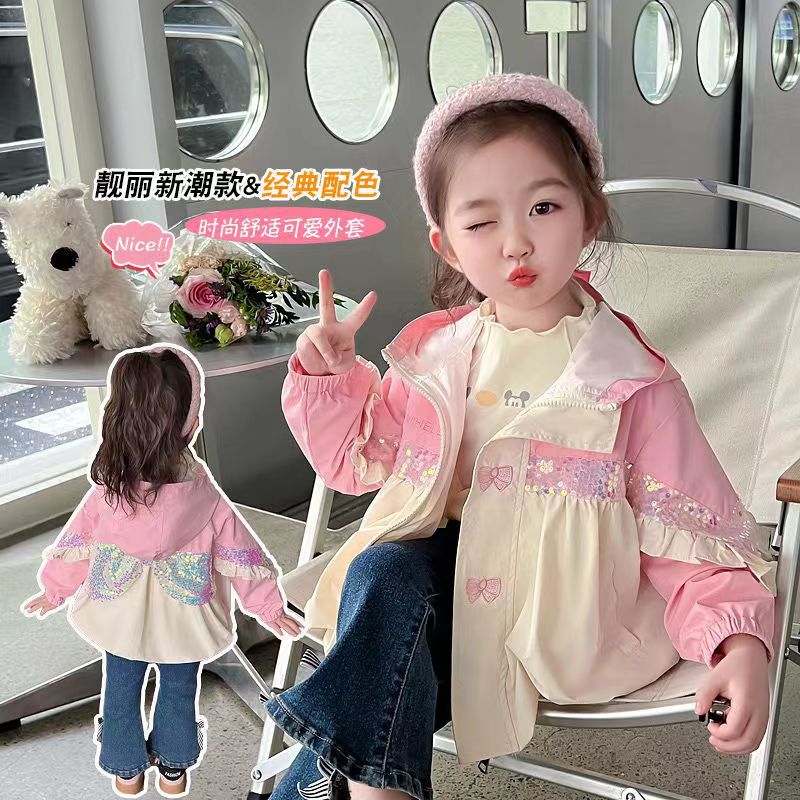 Baby girl's coat hooded Western style coat girls' coat Autumn 2023 new children's jacket spring and autumn