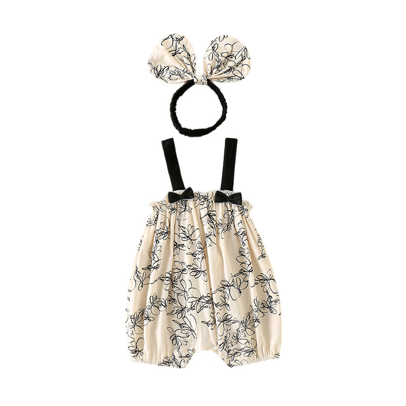 Picture of Baby Clothes Summer Wear Thin Newborn Girl Baby Jumpsuit Princess Full Moon Hundred Days Sling Haggown Climbing Wear