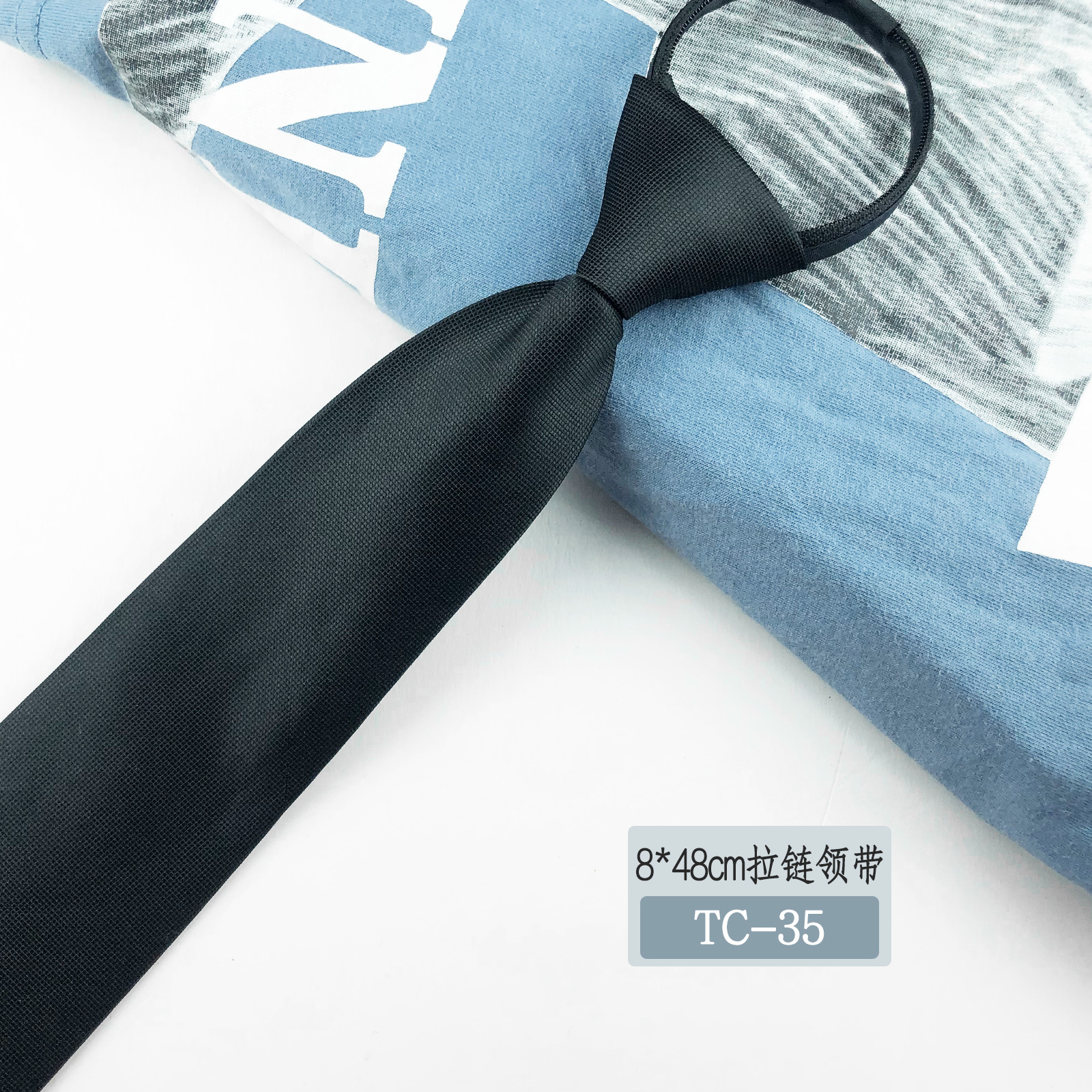 Picture of Men's tie business lazy striped zipper Korean version of wholesale formal jacquard polyester yarn-dyed 8cm easy to pull professional