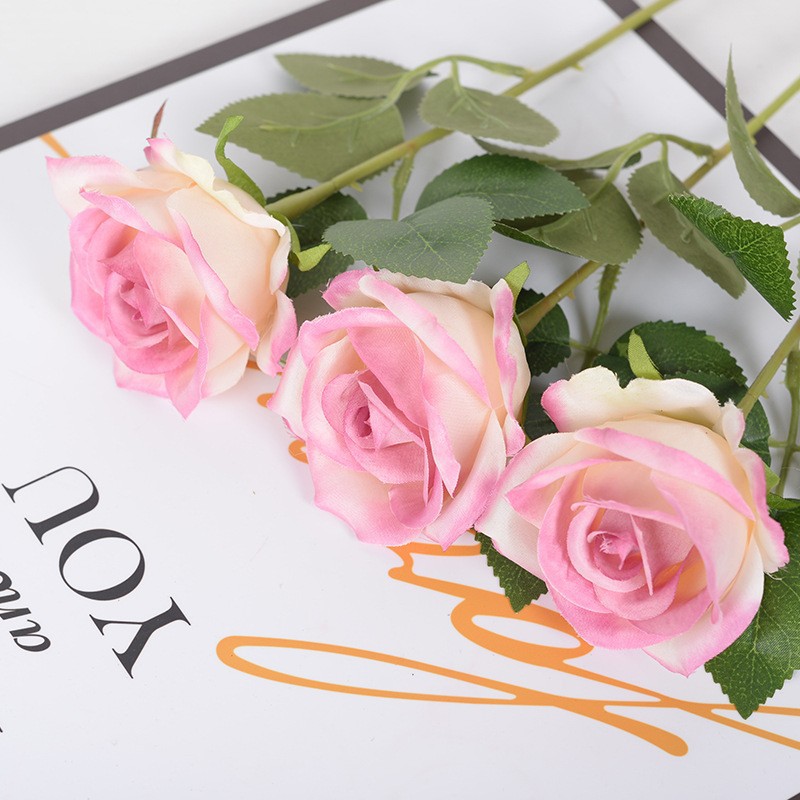 Picture of Simulated Rose Single Stem Silk Cloth Artificial Flower Wedding Home Auditorium Decoration Bouquet Wholesale Wedding Arrangement