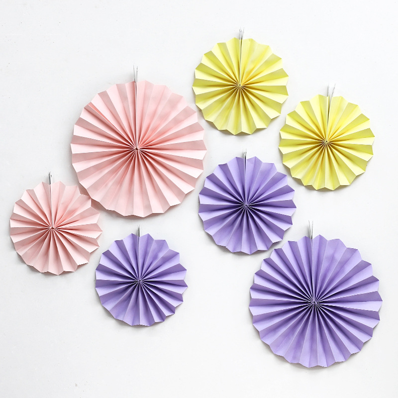 New Spring Festival Bucket Decorative Colorful Folding Fan Bucket Paper Fan Pink Purple Yellow Fan New Year Flower Bucket Pendant