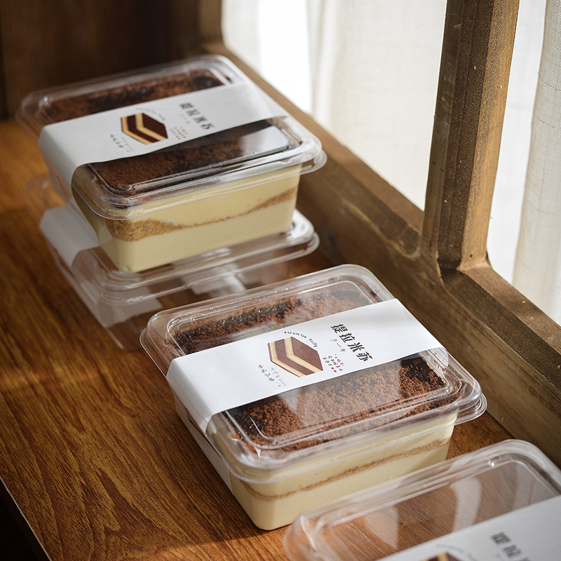 Baking Shop Tiramisu Special Box High Transparent Thickened Pet Mu Si Lasagna Packaging Box Lunch Box Picnic Packaging Box