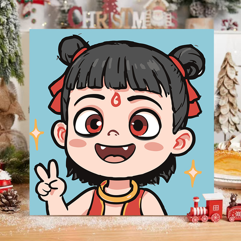 Picture of The child prodigy of Naohai diy digital oil painting manual coloring animation Ao C Naozha oil painting decorative painting