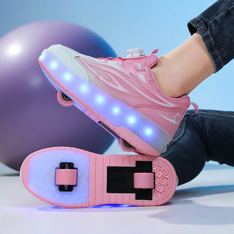 Picture of Trendy Children's Wheeled Invisible Self-Balancing Shoes Single Wheel Double Wheel Skates Double Wheel Transforming Shoes Automatic Button Retractable