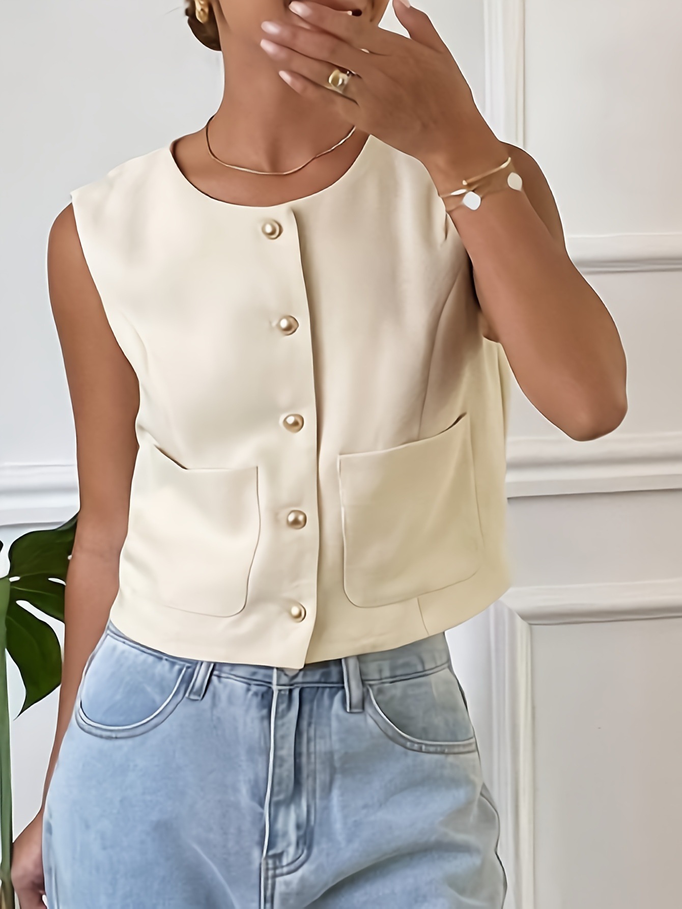 Picture of European and American Cross-border Amazon New Short Vest Women's Summer French Vest Sleeveless Waistcoat