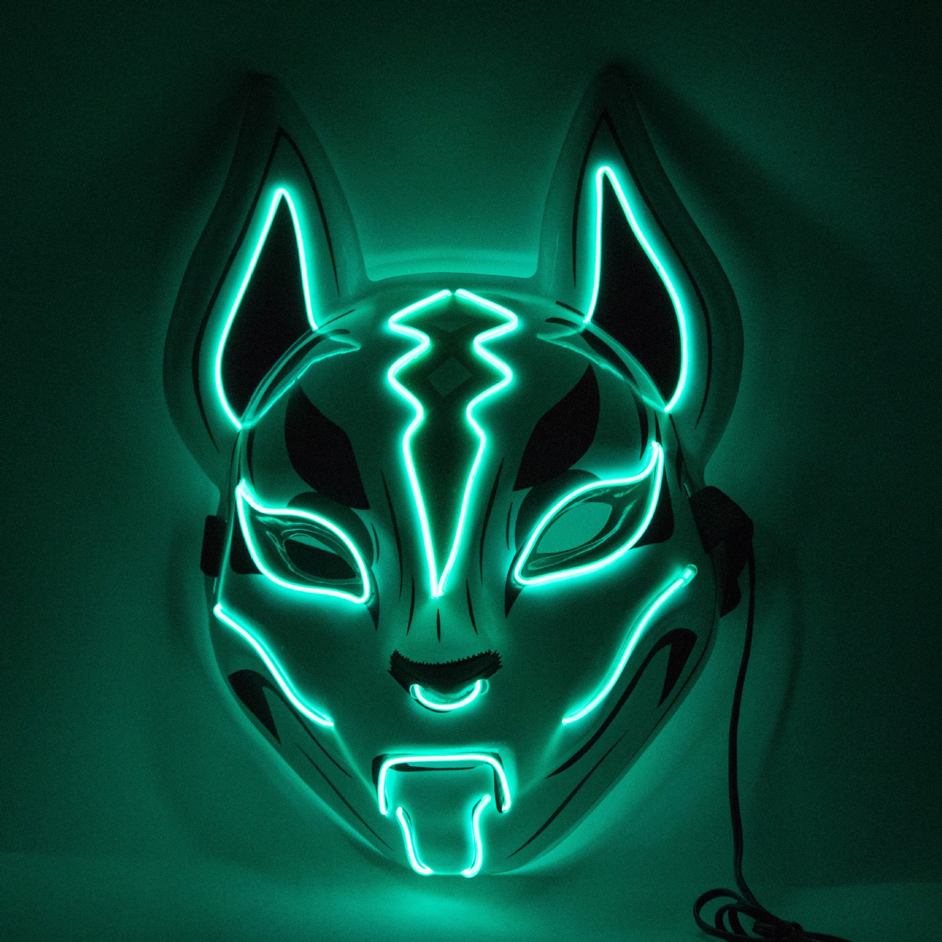 Picture of In-Stock Amazon Halloween Fox Mask El Cold Light Ktv Dance Party Horror Scary Mask Electronic