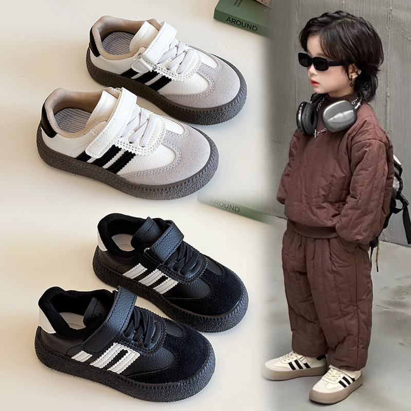 Korean Style Children's Moral Training Shoes 2025 Spring New Boys and Girls' Cotton Flats Options White Shoes Baby Parent-Child Shoes