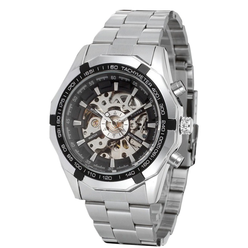 Winner winner340 Style Men's Fashion Casual Hollow Luminous Semi-automatic Mechanical Watch