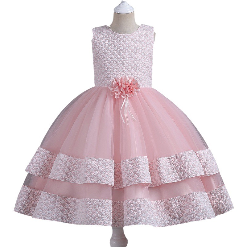 Cross-Border Children's Dress Long-Sleeved Three-Piece Suit Jacquard Dress Tutu Banquet Princess Dress Performance Clothing Wholesale