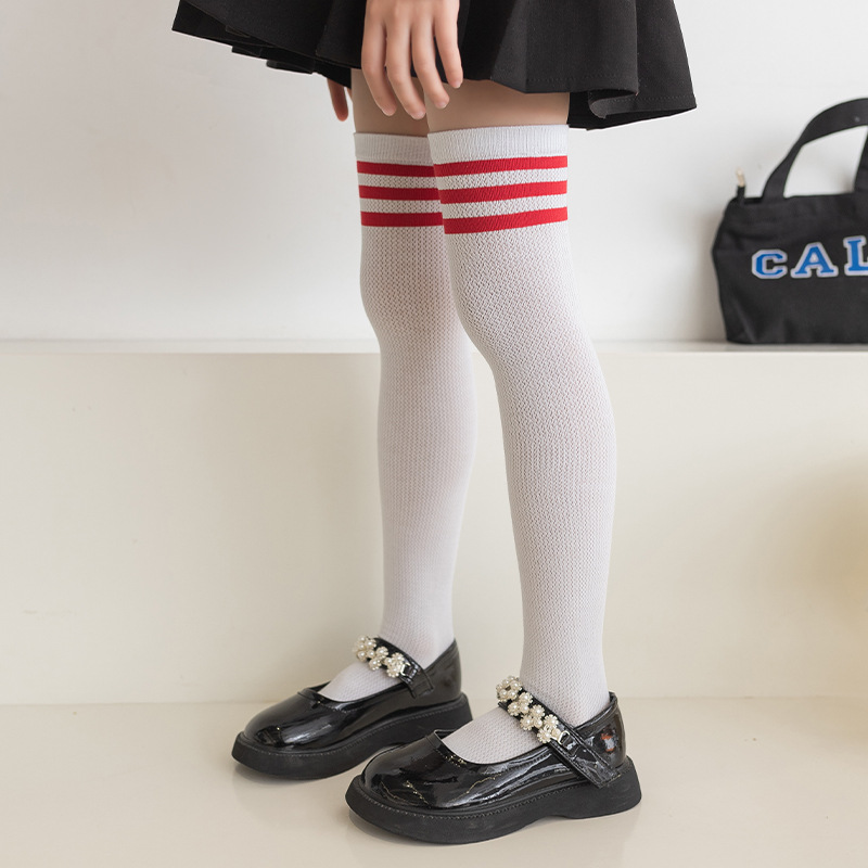 Picture of Girls' Long Stockings Summer Thin Children's Mid-tube Over-the-knee Football Socks Korean Style College Style Student Girls' Long-leg Socks